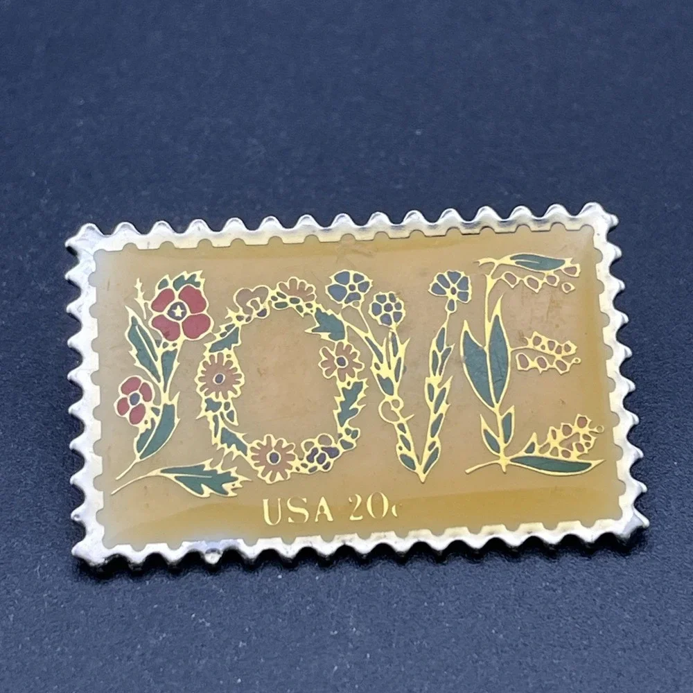 USPS‎ United States Postal Service Stamp Love Flowers Lapel Hat Pin